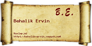 Behalik Ervin névjegykártya